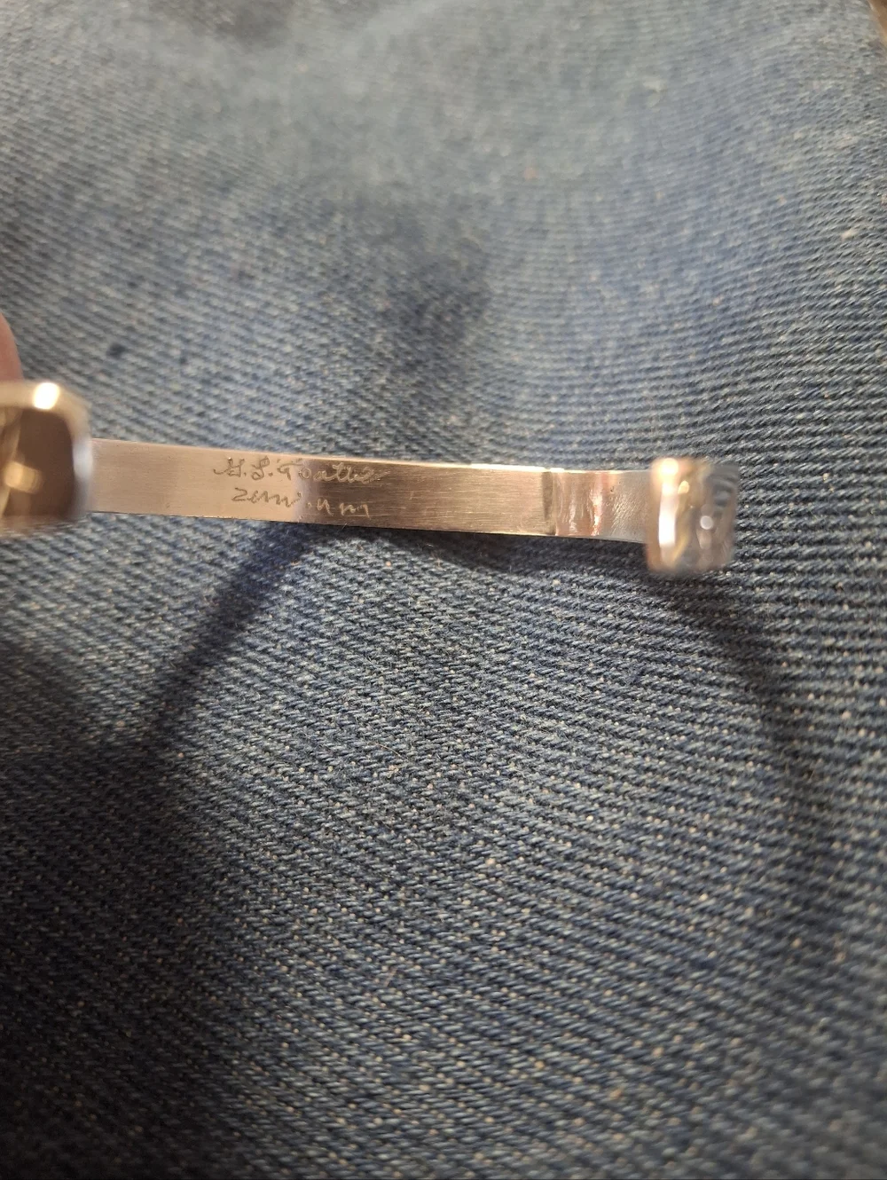 Navajo Sterling Silver Multicolor Inlay Cuff Bracelet - Orange Accent - Picture 3 of 4